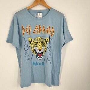Def Leppard High n Dry Graphic T-Shirt Blue Mens XL Cotton Rock Tee